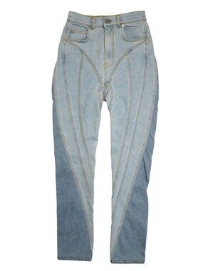 Mugler Spiral Jean in Light Blue & Light Blue